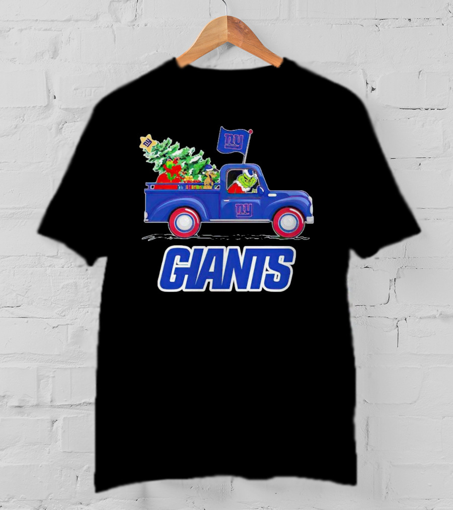 Grinch Driving Christmas Truck New York Giants Holiday T-Shirt