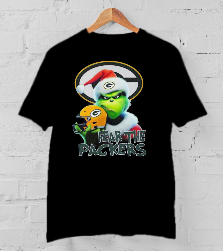 Grinch Fear The Green Bay Packers Christmas G Helmet T-Shirt