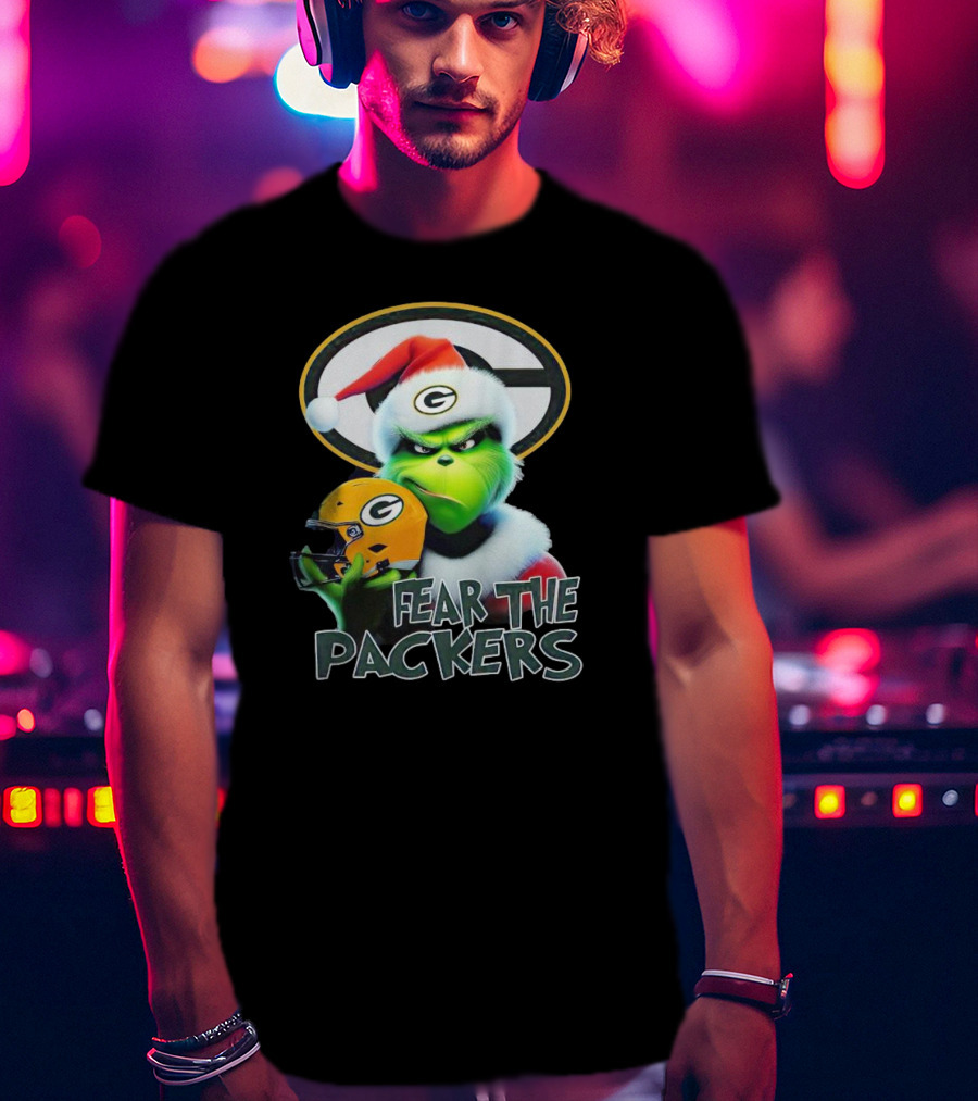 Grinch Fear The Green Bay Packers Christmas G Helmet T-Shirt