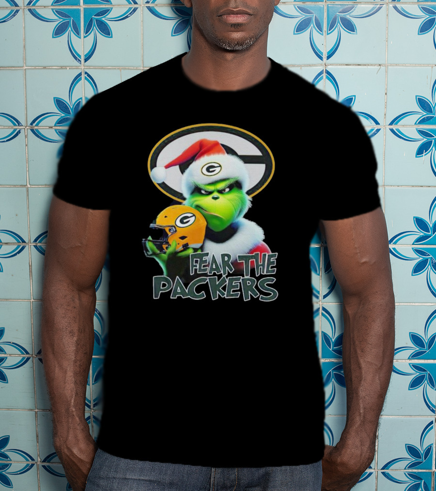 Grinch Fear The Green Bay Packers Christmas G Helmet T-Shirt
