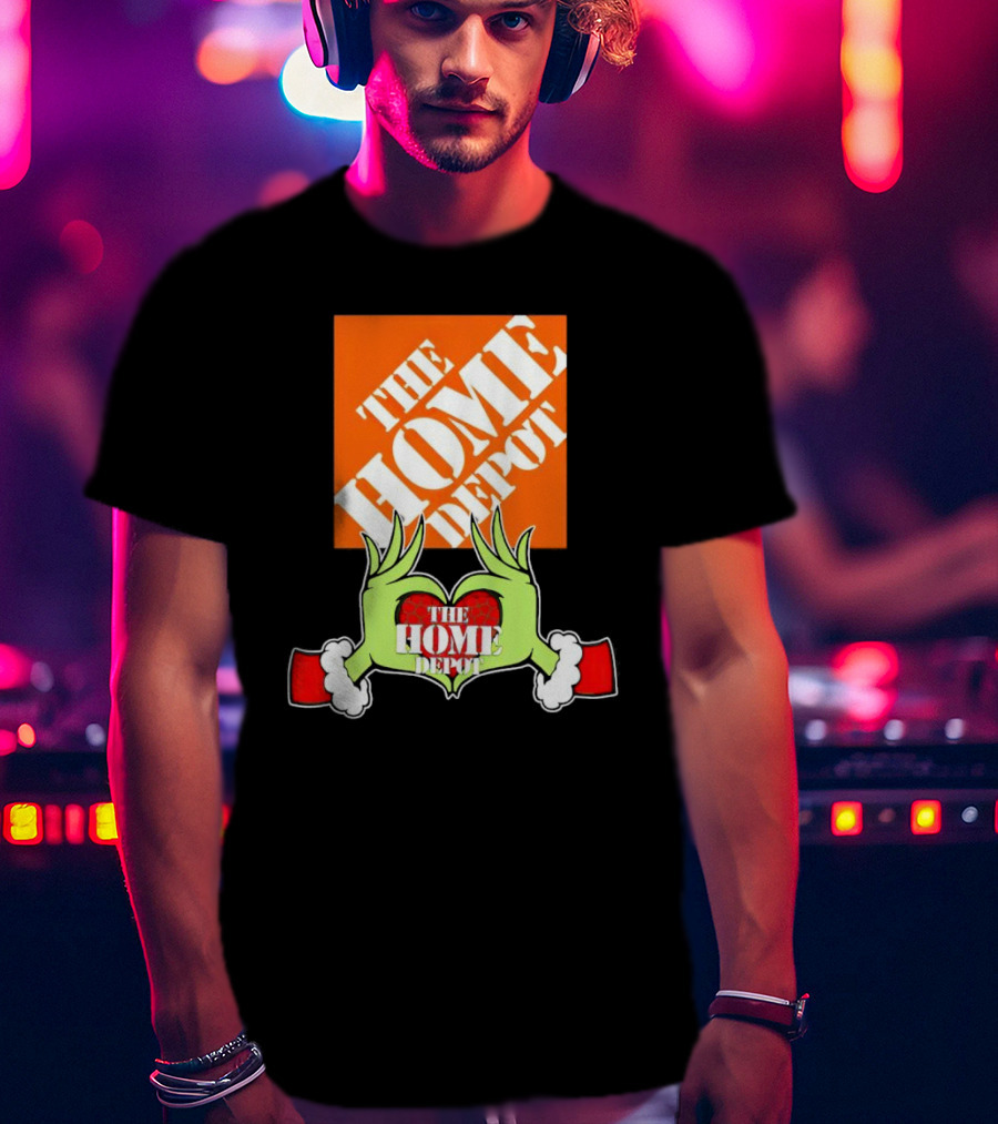 The Home Depot Christmas Grinch Green Hands Heart T-Shirt