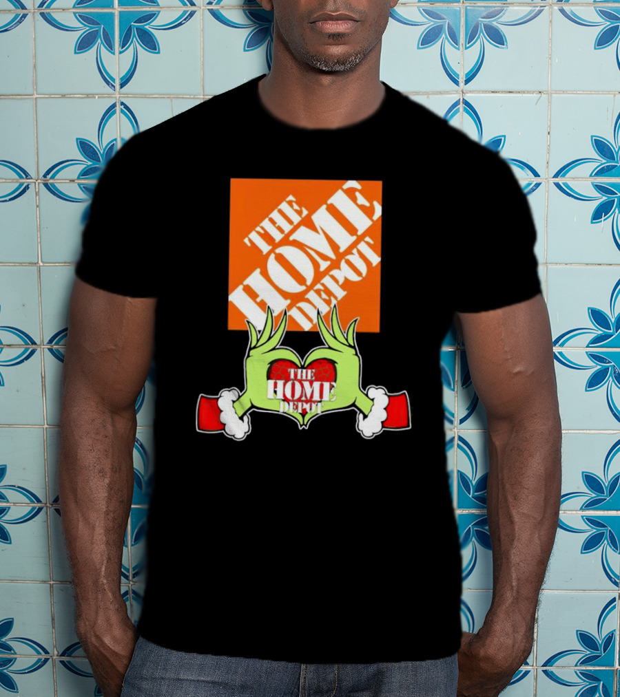 The Home Depot Christmas Grinch Green Hands Heart T-Shirt