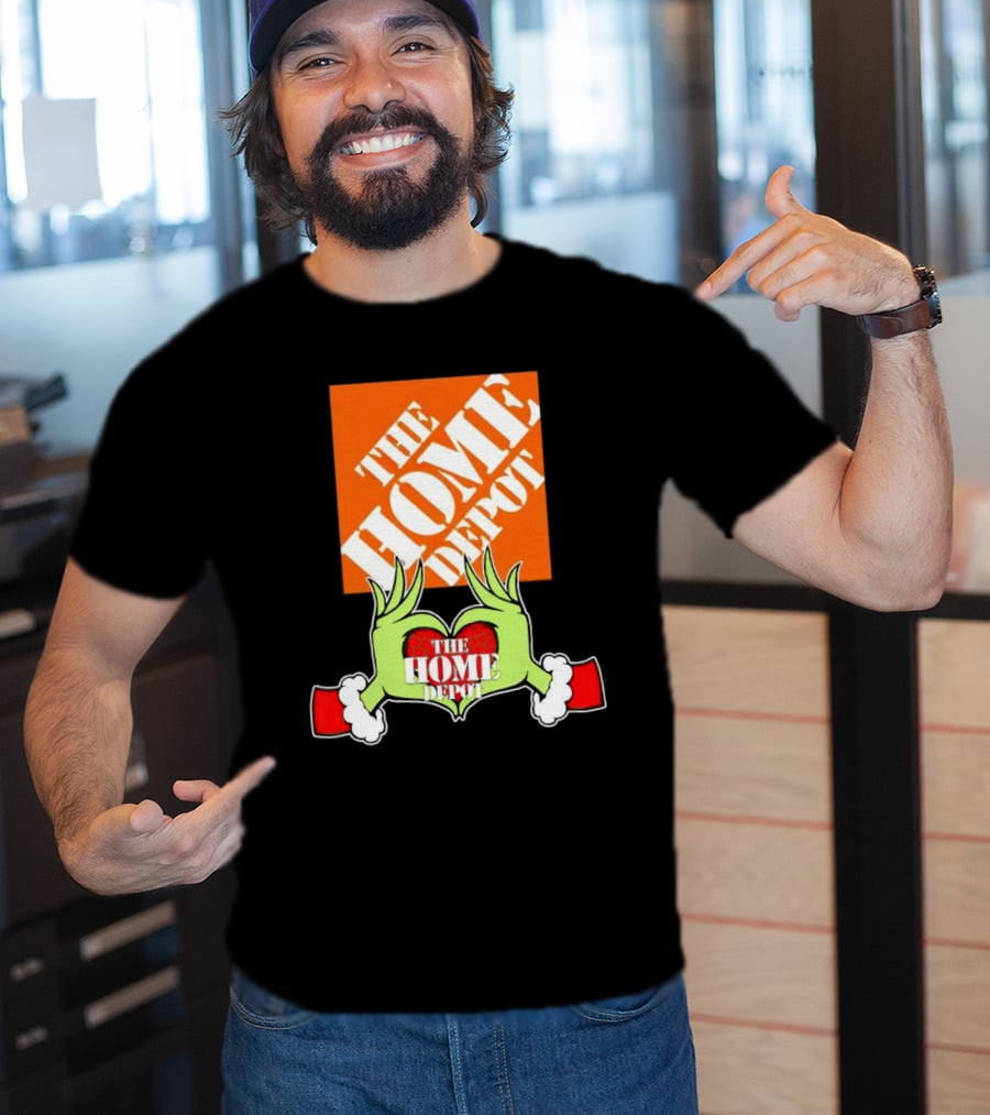 The Home Depot Christmas Grinch Green Hands Heart T-Shirt