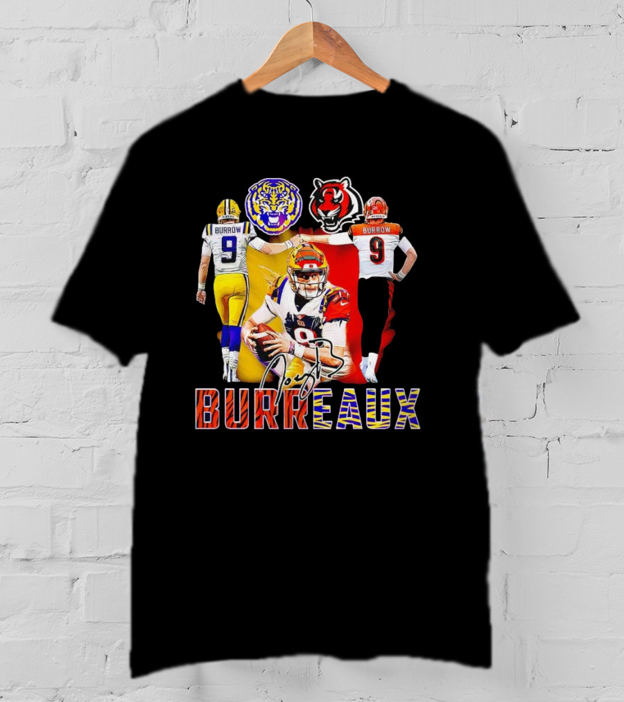 Joe Burrow Burreaux Signature LSU Tigers Cincinnati Bengals Football T-Shirt