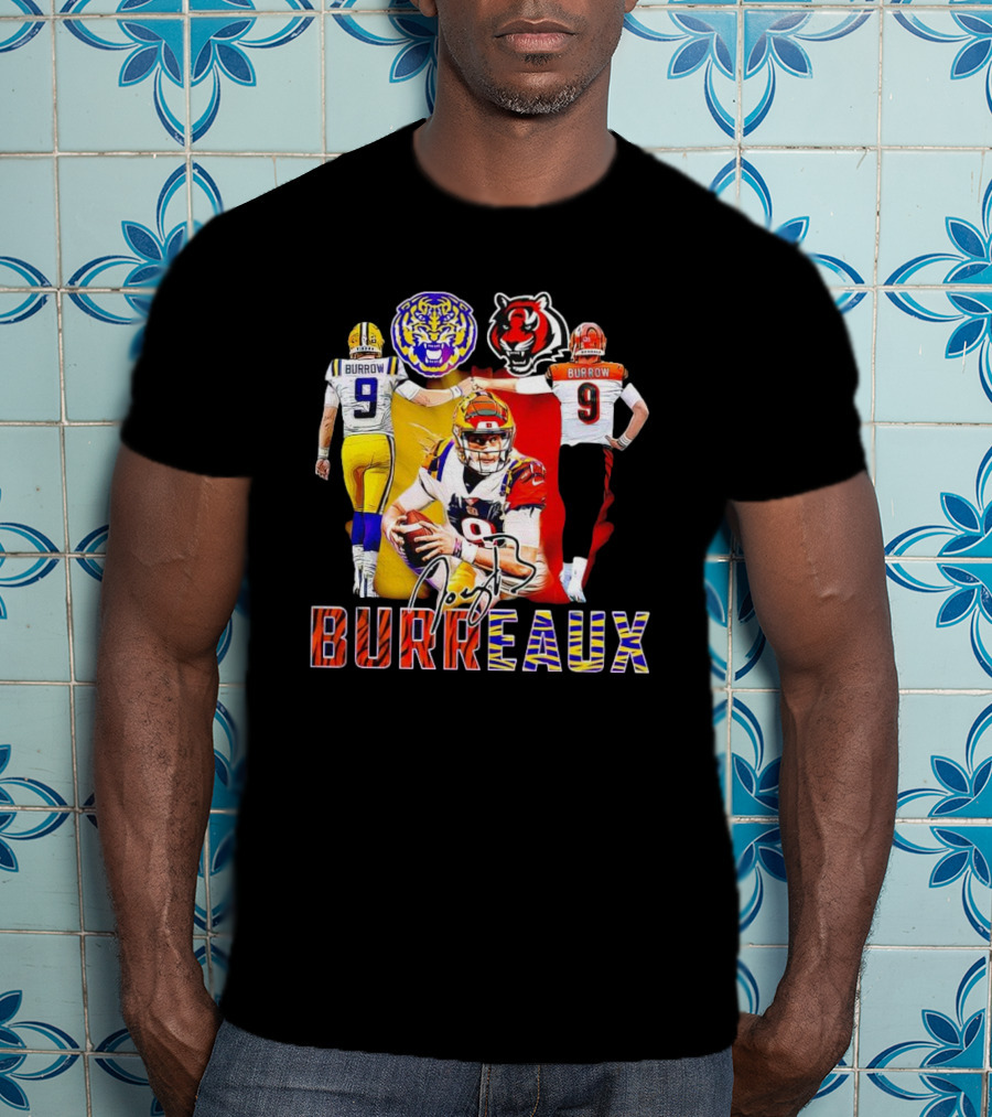 Joe Burrow Burreaux Signature LSU Tigers Cincinnati Bengals Football T-Shirt