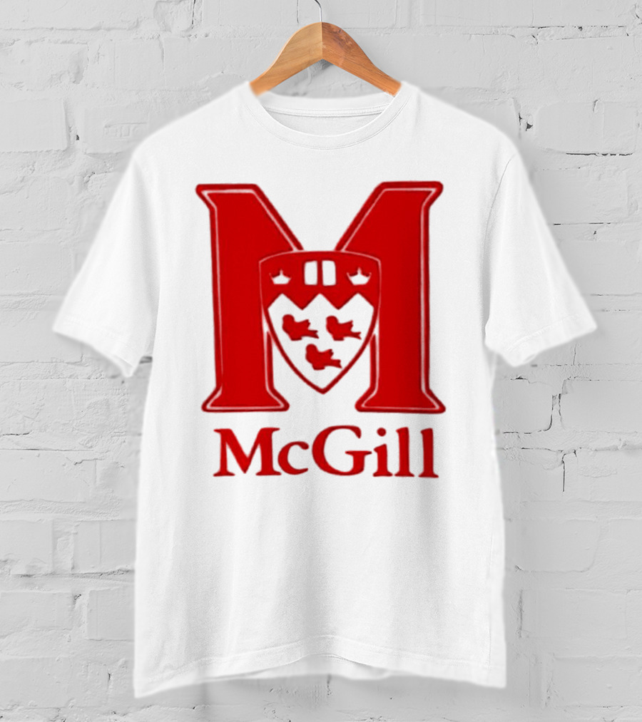 McGill University Large Red M And Shield Emblem T-Shirt