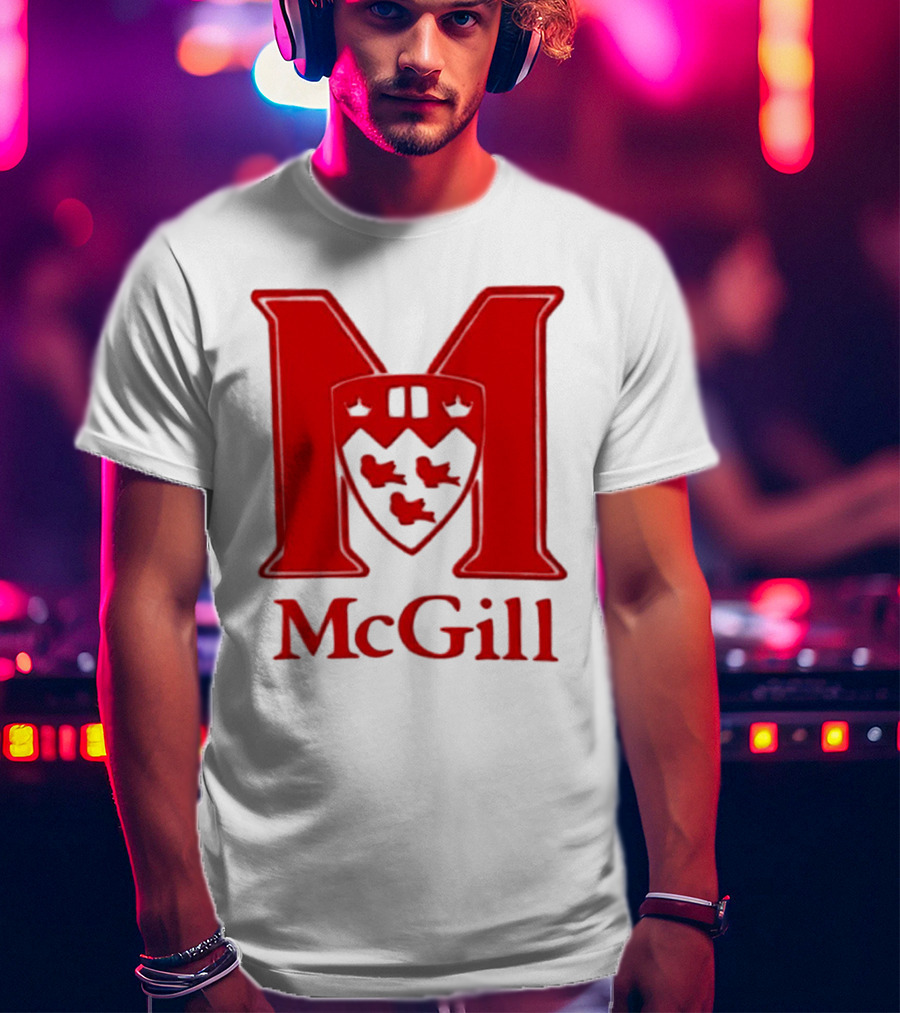 McGill University Large Red M And Shield Emblem T-Shirt
