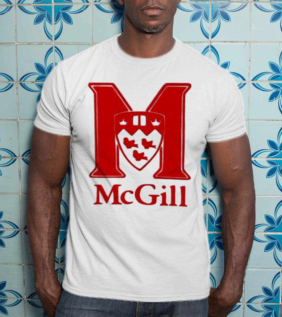 McGill University Large Red M And Shield Emblem T-Shirt