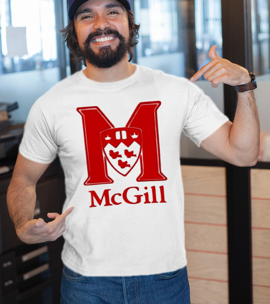 McGill University Large Red M And Shield Emblem T-Shirt