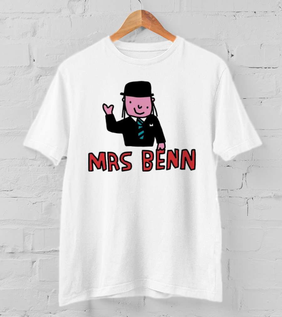 Mrs Benn Cartoon Character In Suit And Tie With Black Bowler Hat T-Shirt