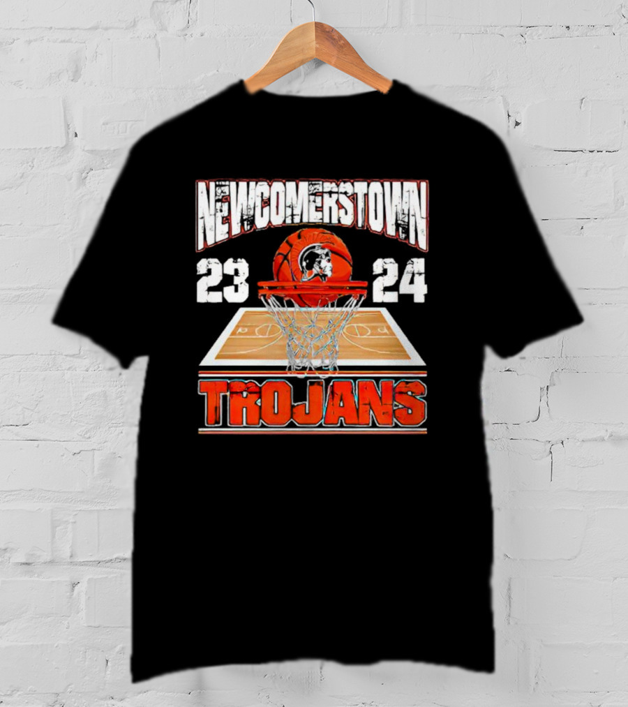 Newcomerstown Trojans Basketball 23 24 Court And Net T-Shirt