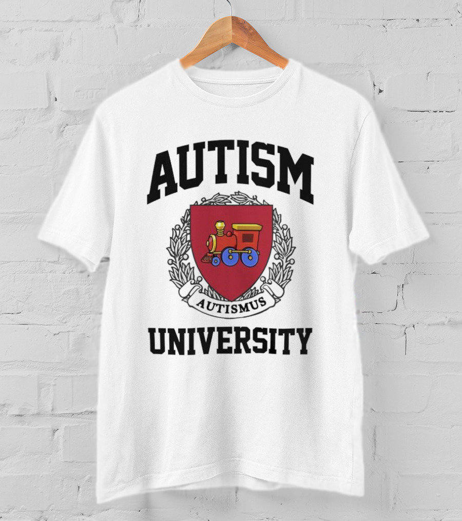 Autism University Autismus Red Shield Train Emblem T-Shirt