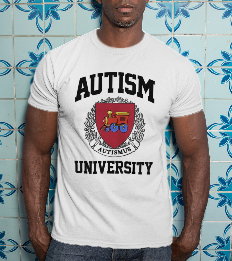 Autism University Autismus Red Shield Train Emblem T-Shirt