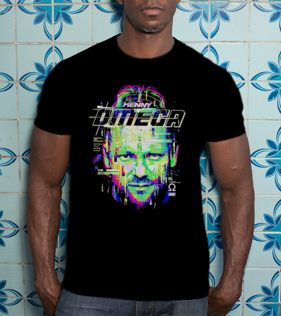 Kenny Omega Neon Glitch Portrait With Omega T-Shirt