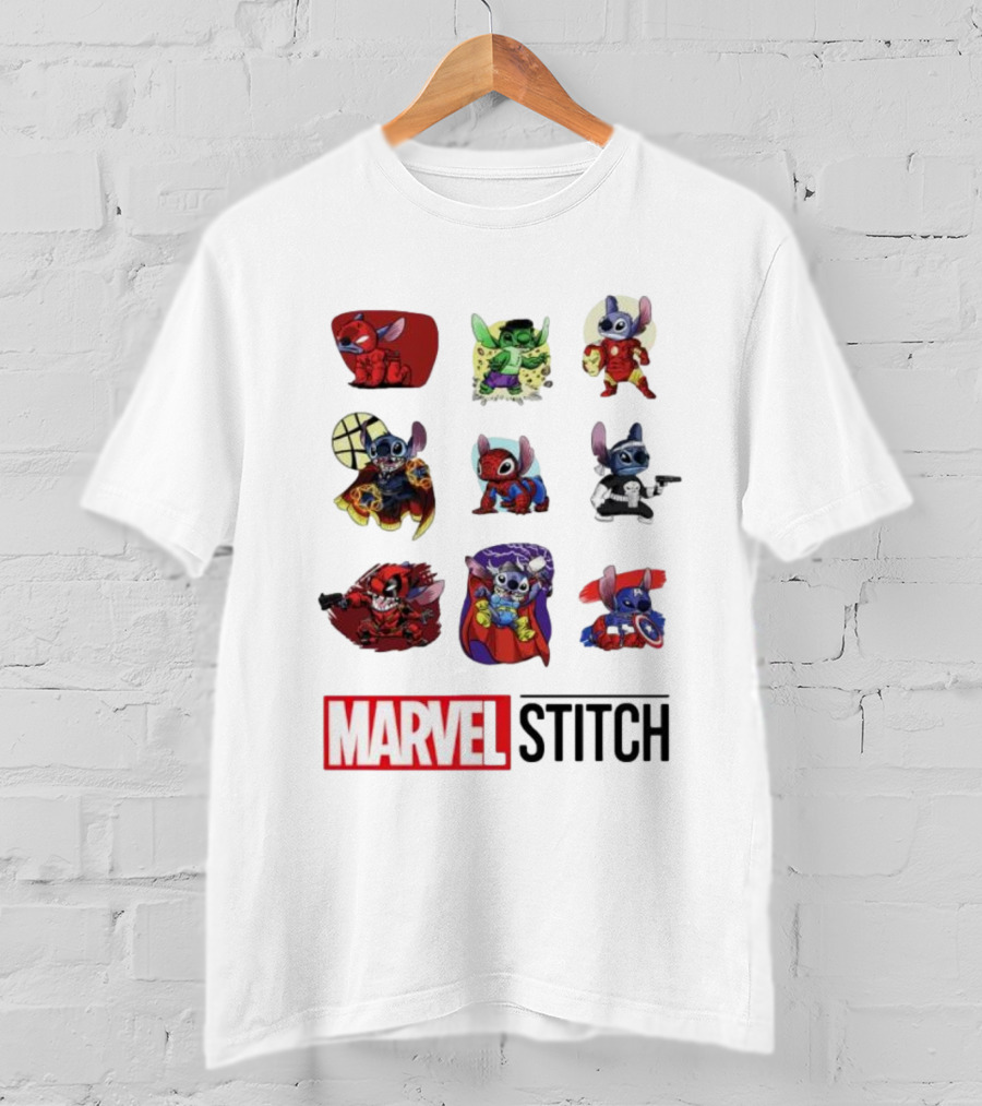 Marvel Stitch Super Hero Characters Collaboration Collection T-Shirt