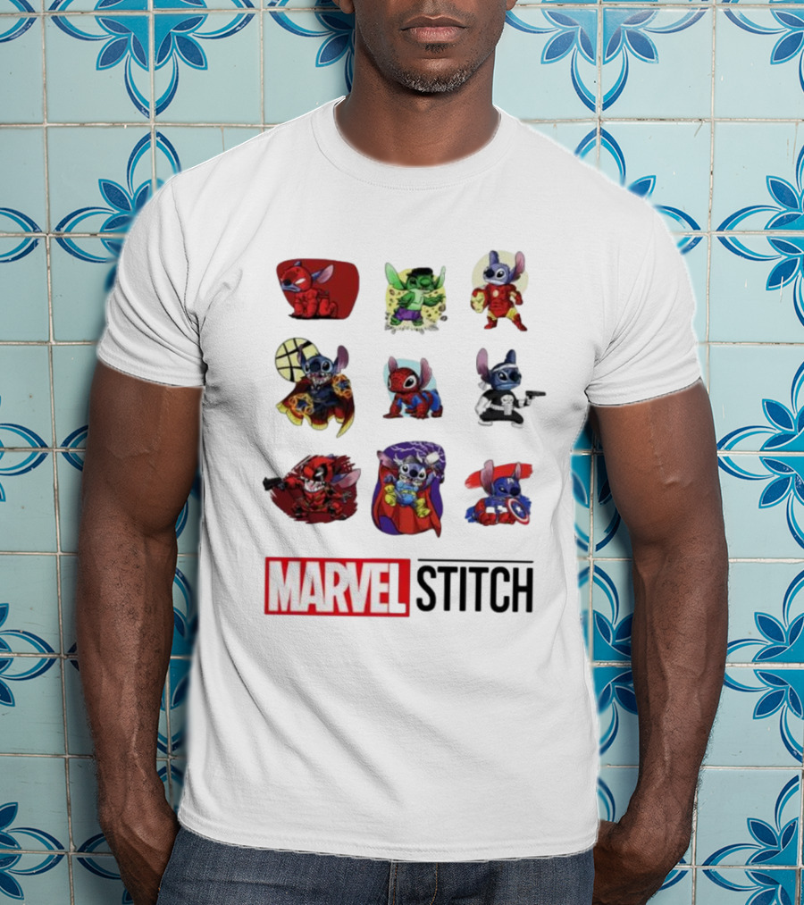 Marvel Stitch Super Hero Characters Collaboration Collection T-Shirt