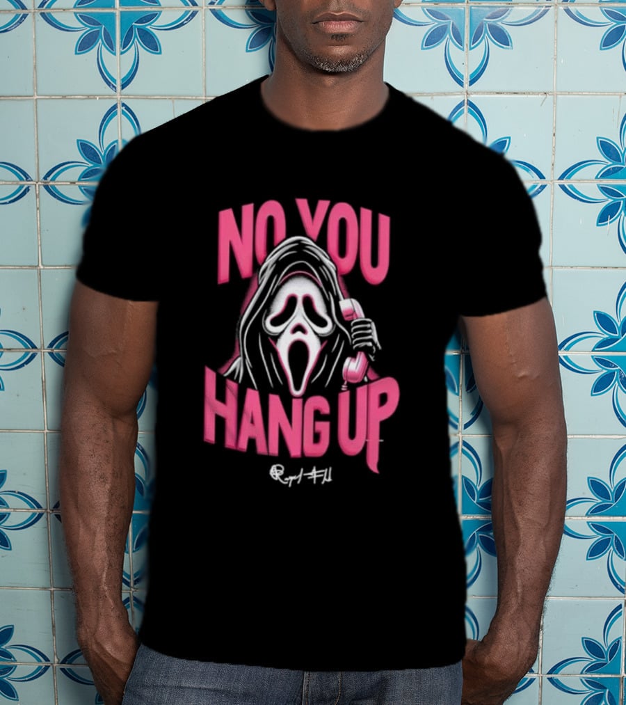 No You Hang Up Scream Mask Pink Phone T-Shirt