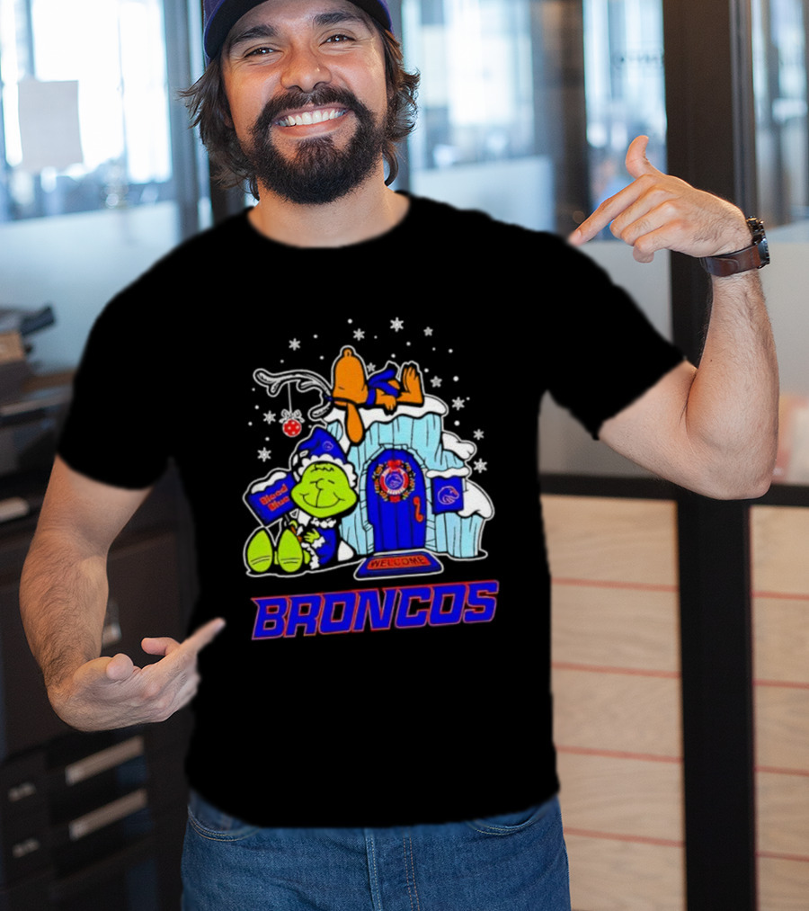 Peanuts Boise State Broncos Grinch Celebrate Merry Xmas T-Shirt