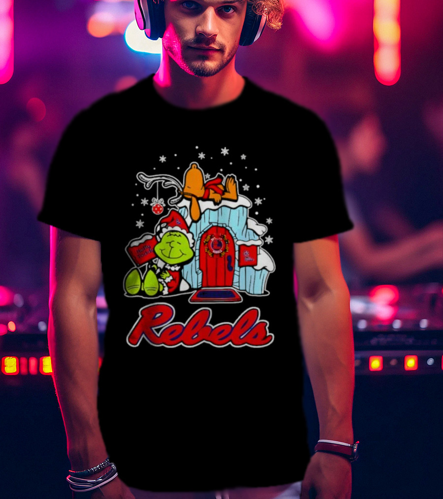 Peanuts Ole Miss Rebels Grinch Snoopy Merry Christmas T-Shirt