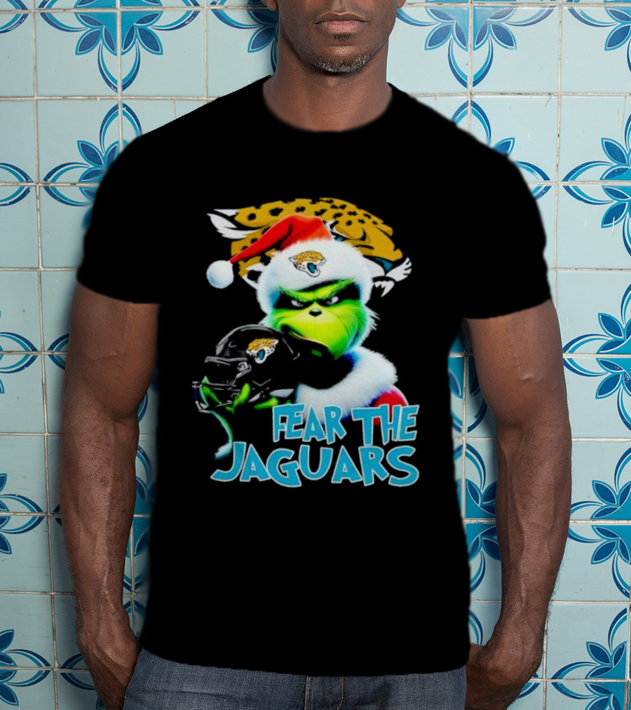 Santa Grinch Fear The Jaguars Jacksonville Jaguars NFL T-Shirt