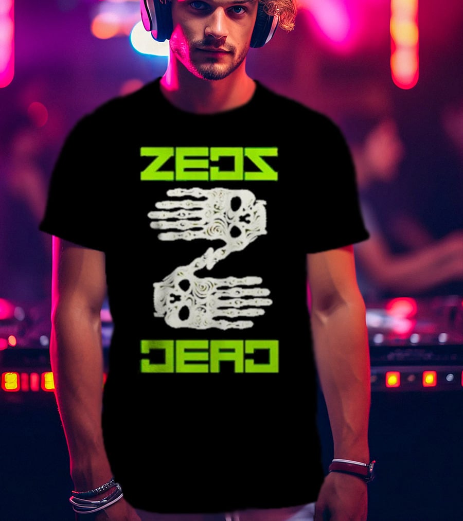Zeds Dead Skeleton Hands Neon Typography T-Shirt