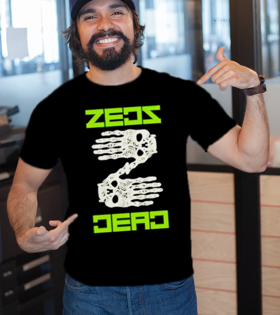 Zeds Dead Skeleton Hands Neon Typography T-Shirt