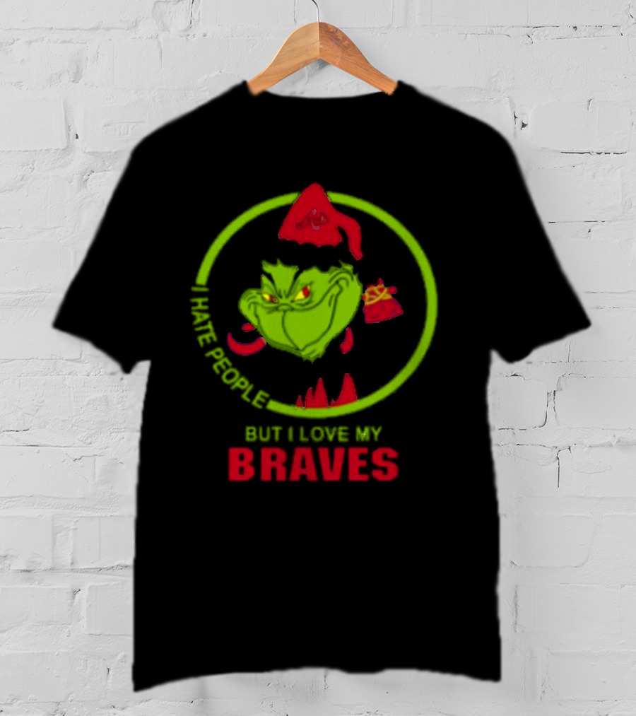 I Hate People But I Love My Braves Atlanta MLB Christmas Grinch T-Shirt