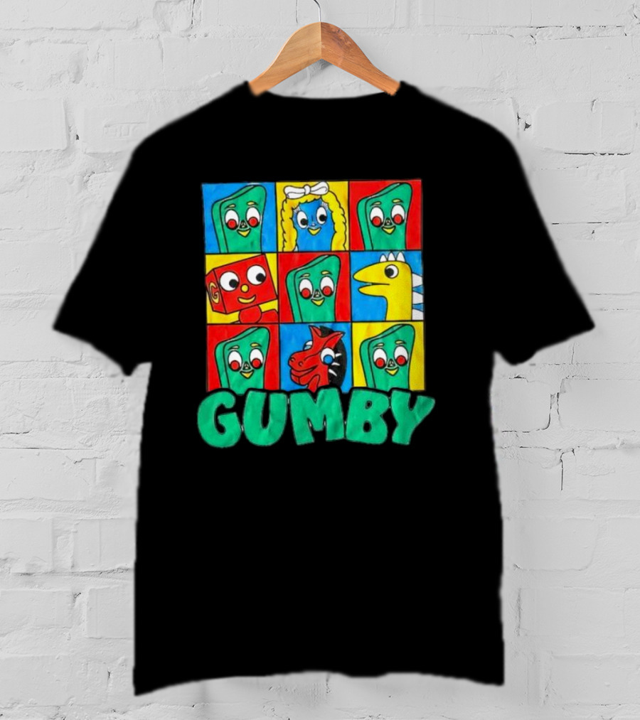 Gumby And Friends Colorful Cartoon Character Grid T-Shirt