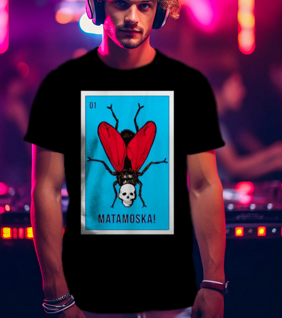 La Moska Loteria Matamoska 01 Fly Skull Blue Red Wings T-Shirt