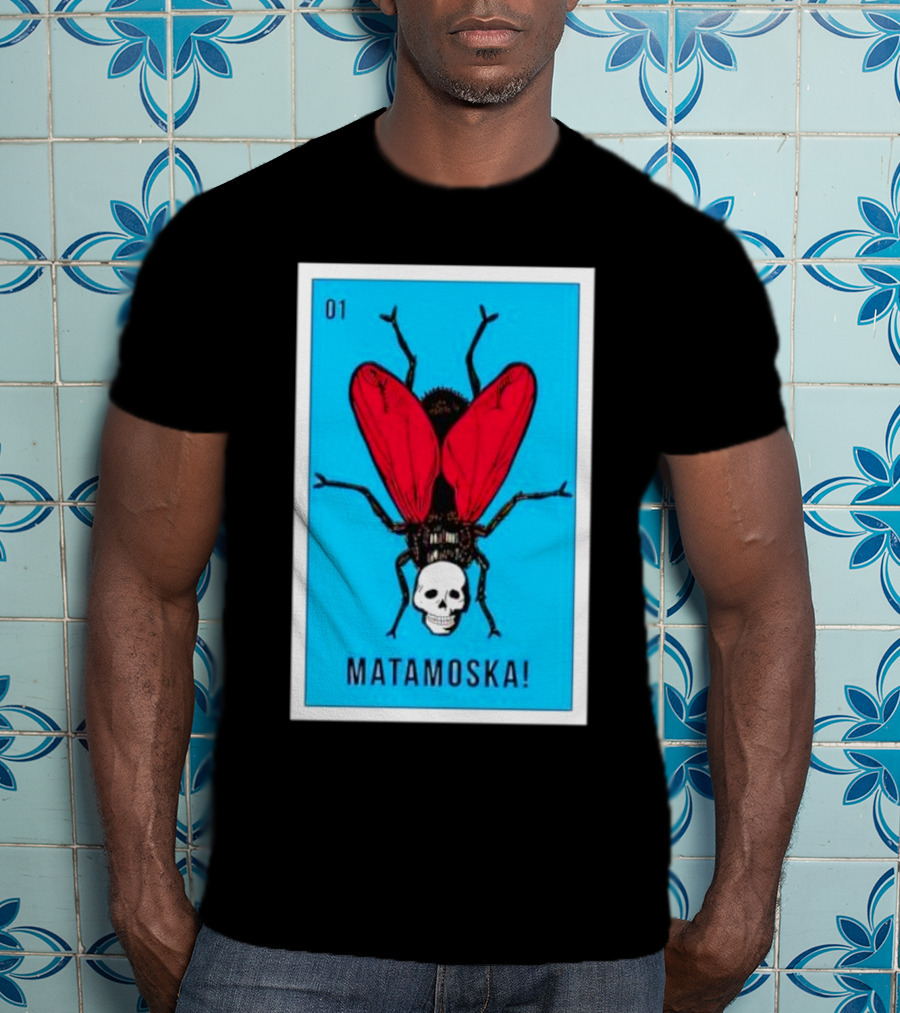 La Moska Loteria Matamoska 01 Fly Skull Blue Red Wings T-Shirt