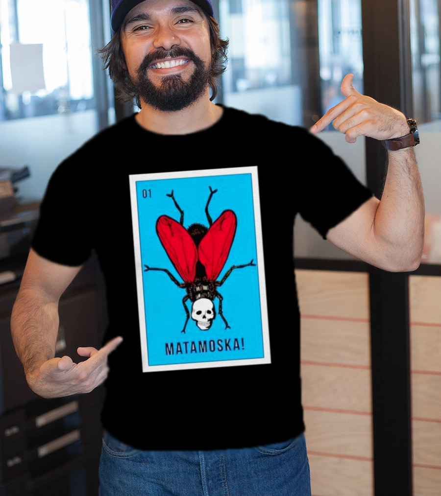 La Moska Loteria Matamoska 01 Fly Skull Blue Red Wings T-Shirt