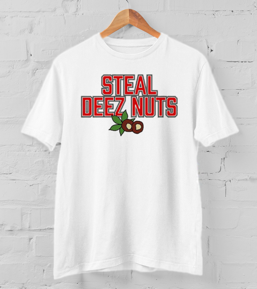 Ohio Steal Deez Nuts Red Text With Nuts And Leaves T-Shirt