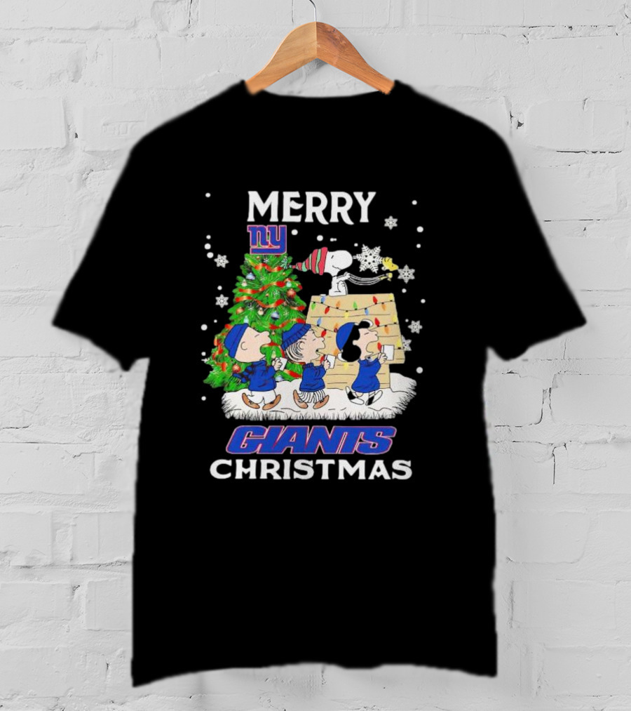 Merry Christmas Peanuts New York Giants T-Shirt