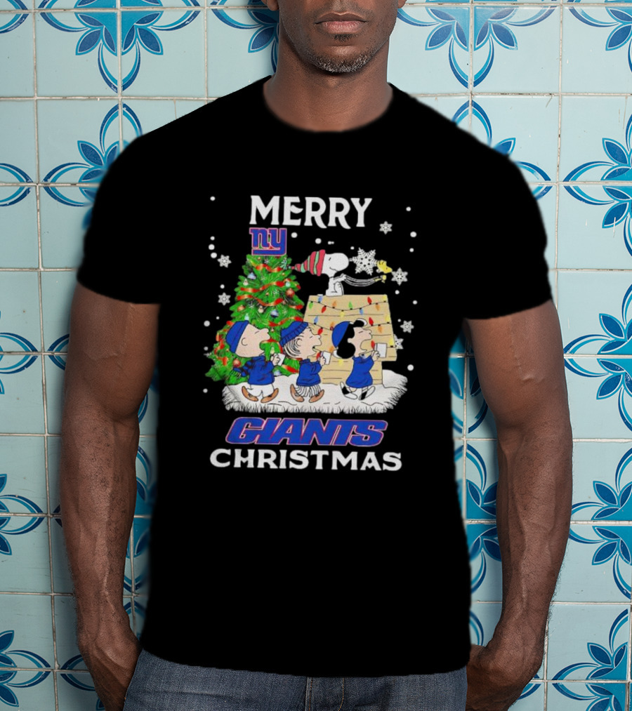 Merry Christmas Peanuts New York Giants T-Shirt