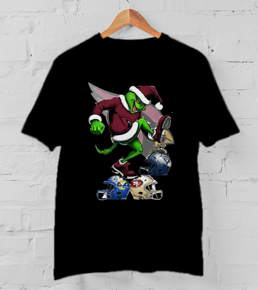 Arizona Cardinals Grinch Stomping Seahawks Rams 49ers Christmas Football Helmets T-Shirt
