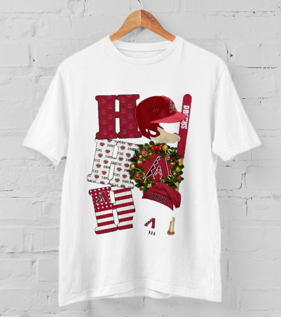 Arizona Diamondbacks D-Backs Ho Ho Ho Merry Christmas Holiday Baseball T-Shirt