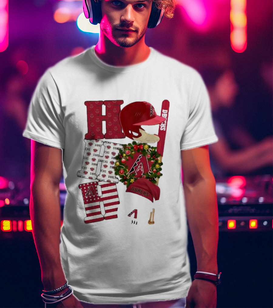 Arizona Diamondbacks D-Backs Ho Ho Ho Merry Christmas Holiday Baseball T-Shirt