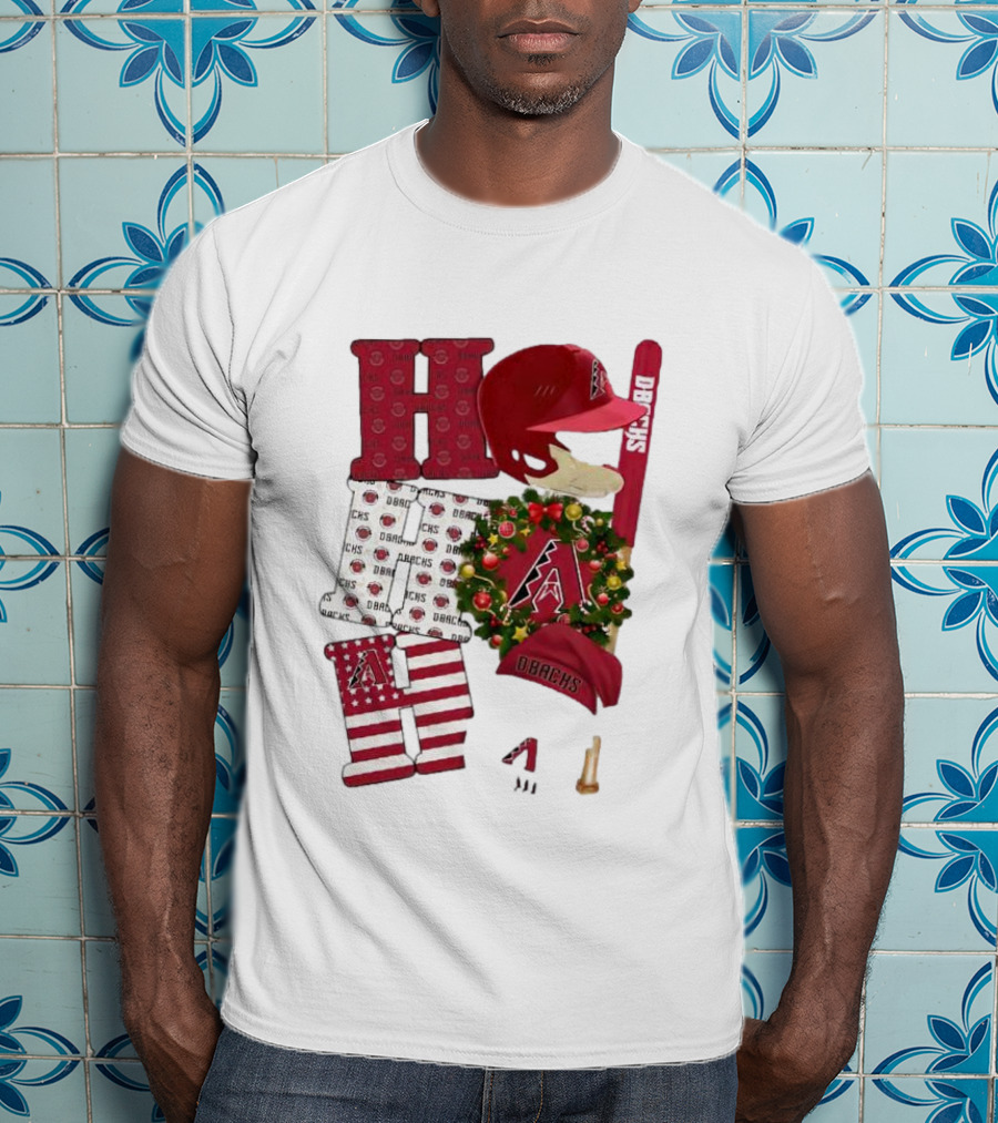 Arizona Diamondbacks D-Backs Ho Ho Ho Merry Christmas Holiday Baseball T-Shirt