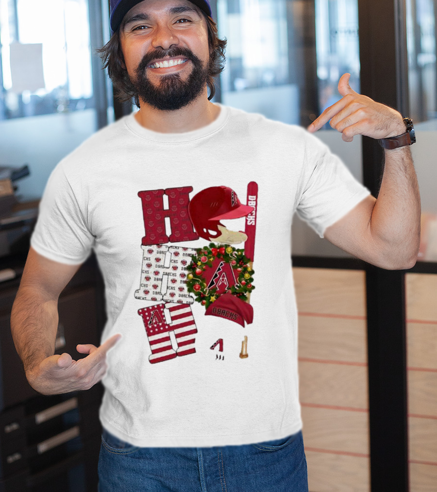 Arizona Diamondbacks D-Backs Ho Ho Ho Merry Christmas Holiday Baseball T-Shirt