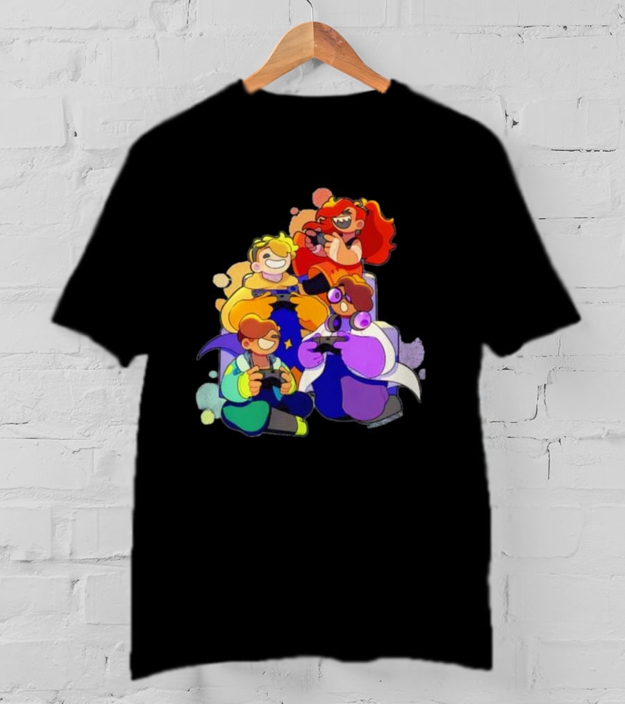 Bish Bash Bots Gaming Fun Characters Controller Crew T-Shirt