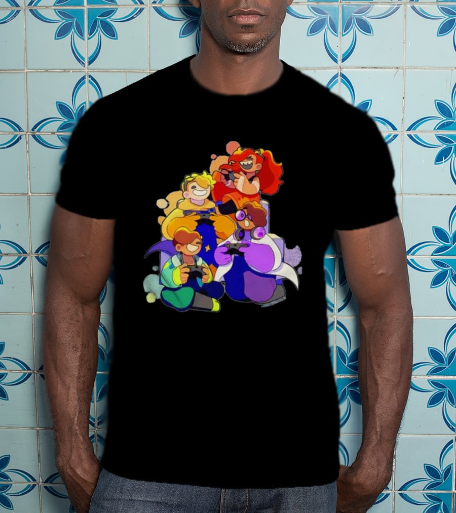 Bish Bash Bots Gaming Fun Characters Controller Crew T-Shirt