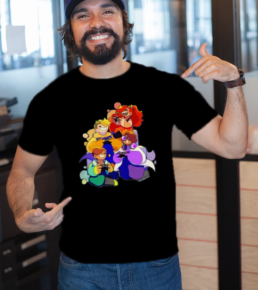 Bish Bash Bots Gaming Fun Characters Controller Crew T-Shirt