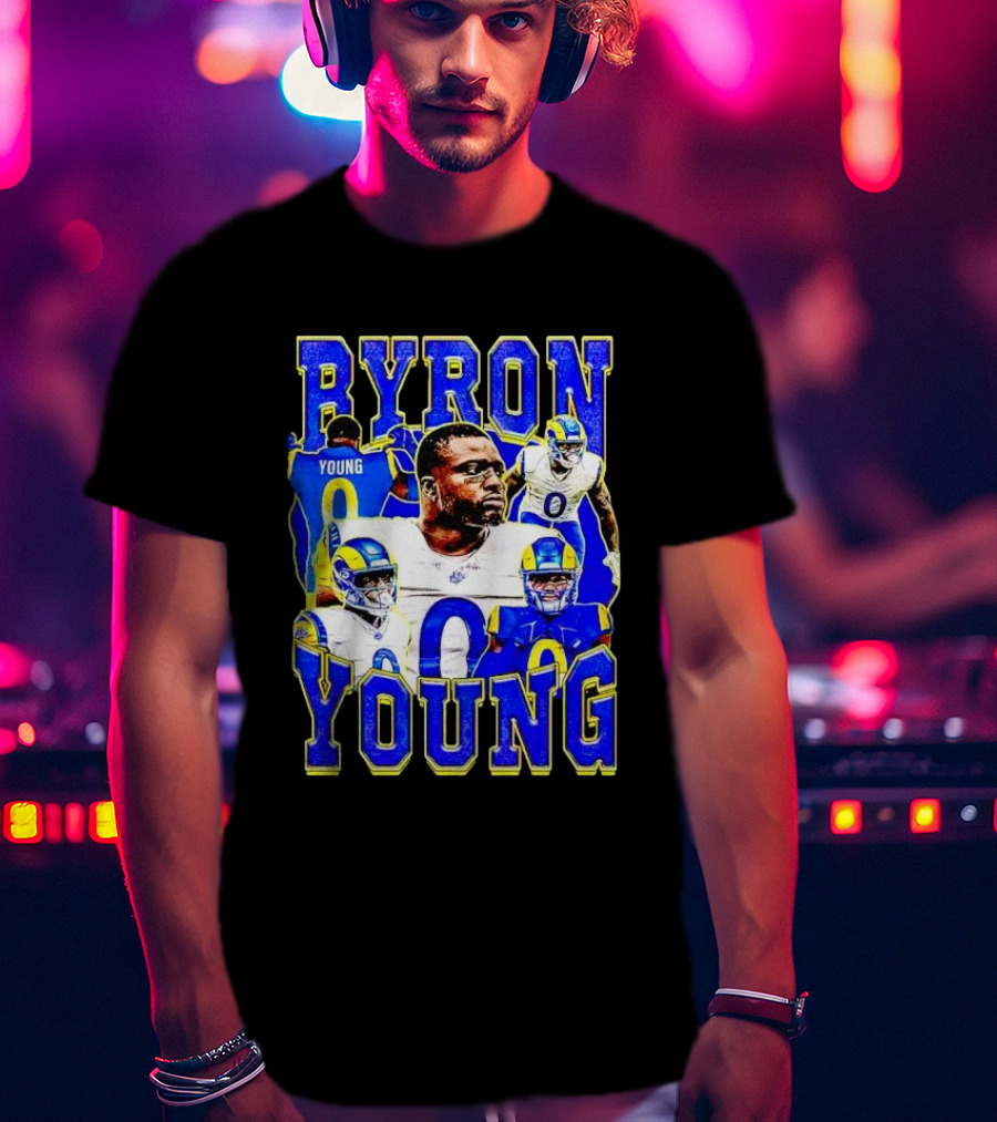 Byron Young Los Angeles Rams Picture Collage T-Shirt