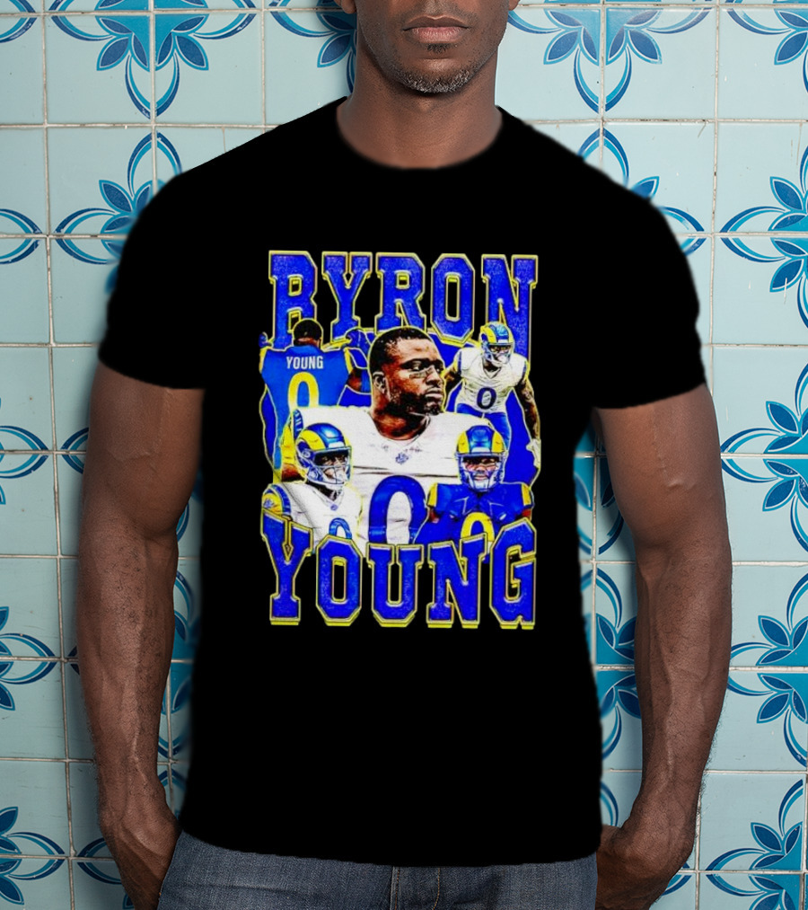Byron Young Los Angeles Rams Picture Collage T-Shirt