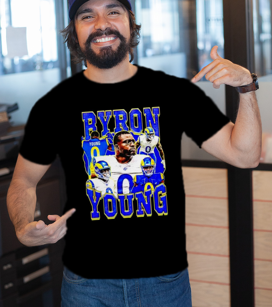 Byron Young Los Angeles Rams Picture Collage T-Shirt