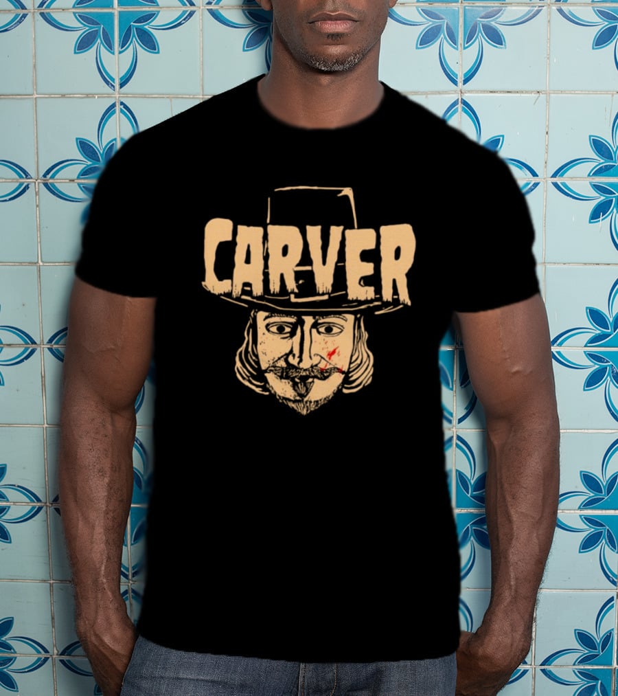 Carver Thanksgiving Pilgrim Hat Bearded Man Face T-Shirt