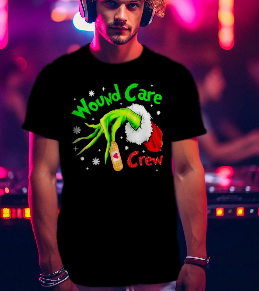 Wound Care Crew Grinch Hand Merry Christmas T-Shirt
