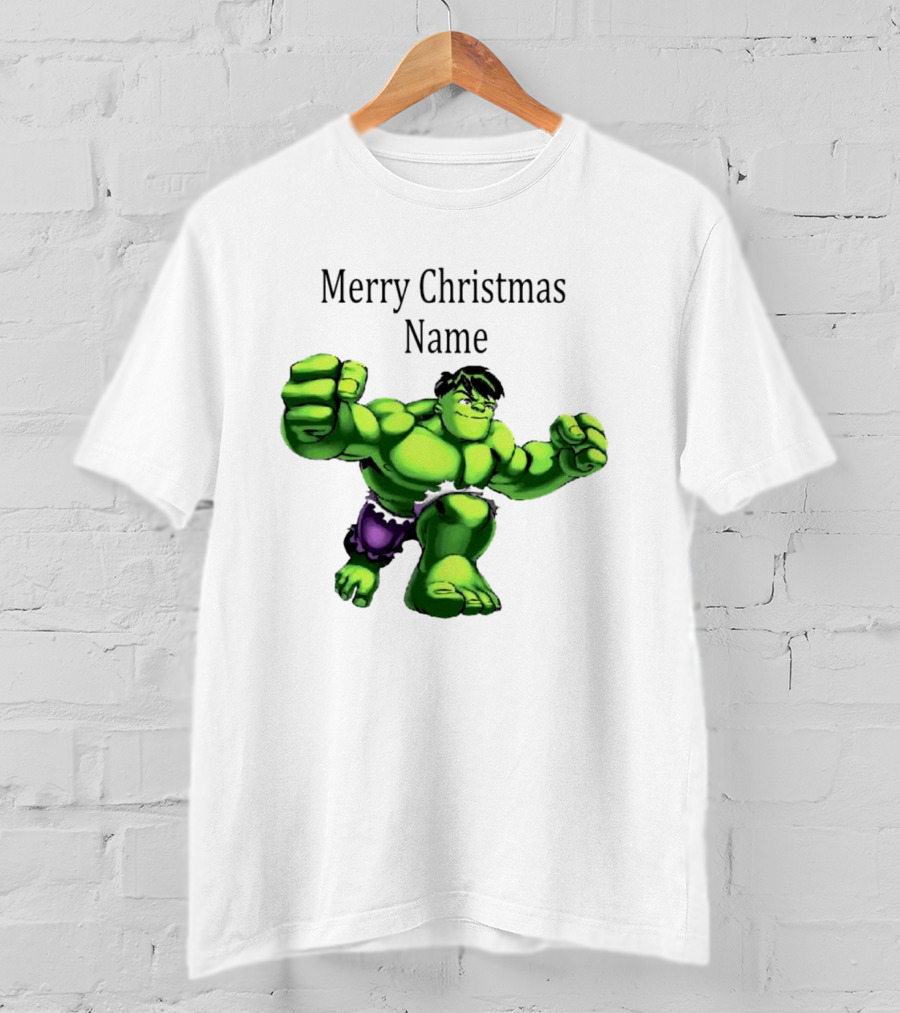 Merry Christmas Name Hulk Green T-Shirt