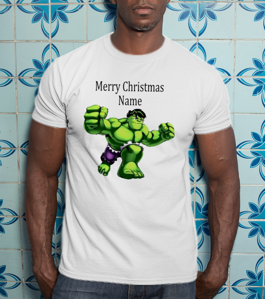 Merry Christmas Name Hulk Green T-Shirt