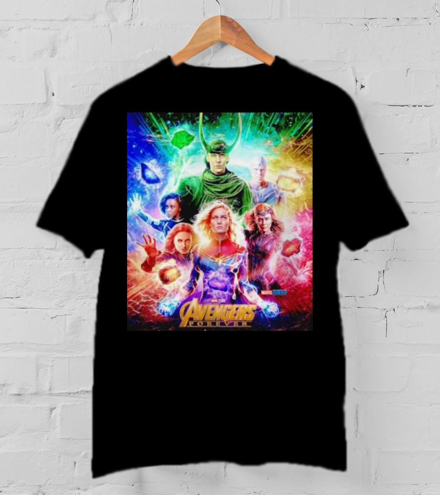 Marvel Studios Avengers Forever Loki Captain Marvel Scarlet Witch Vision Trail Of Infinity Stones T-Shirt